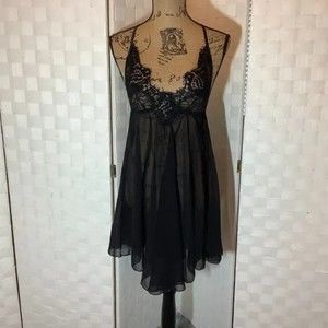 NWT ann summer black lace slip sleepwear pajamas size Small